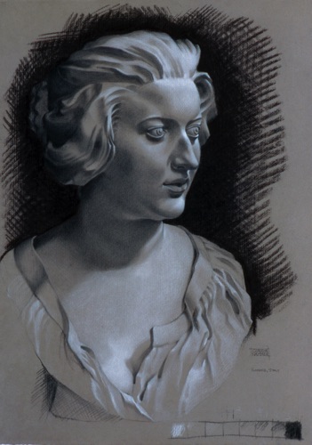 Plaster bust
18" x 22"  
charcoal